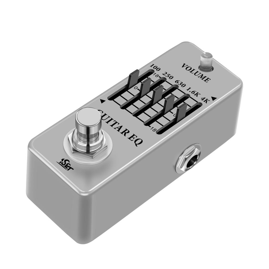 ISET Silver Analog Guitar Equalizer Pedal For Electric and Acoustic Guitar With True Bypass