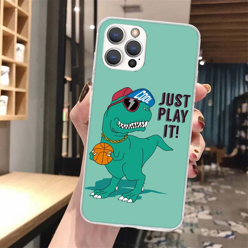 Dinosaur Skate Dude Play Soft Phone Case For iPhone 16 15 14 13 12 11 Pro Max X XR XS 7 Plus 8 + SE 2020 Pattern Customized Cove