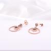 Новые серьги-клеверы с двойным кольцом из розового золота и титановой стали