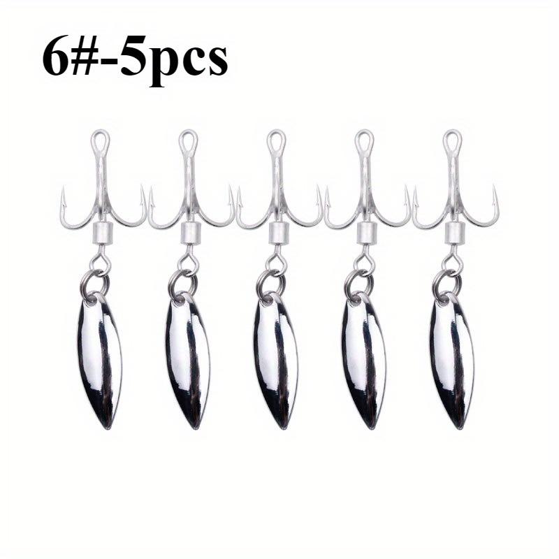 5pcs Luoya Reinforced Turn Ring Three Hook Rotating Sequin Three Hook Bearing Turn Ring Golden and Silvery Tin Ordinary Hook Sea Fishing