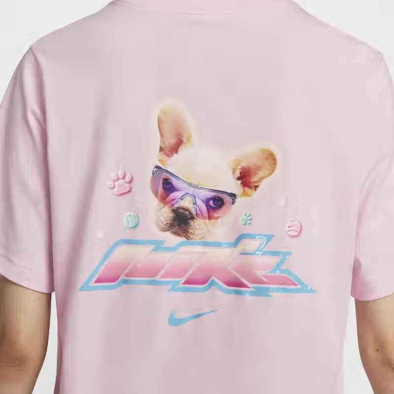 Nike Спортивная футболка Свободный крой Круглый вырез Хлопок Удобная Повседневная Дышащая Женская футболка Розовый HM4625-663