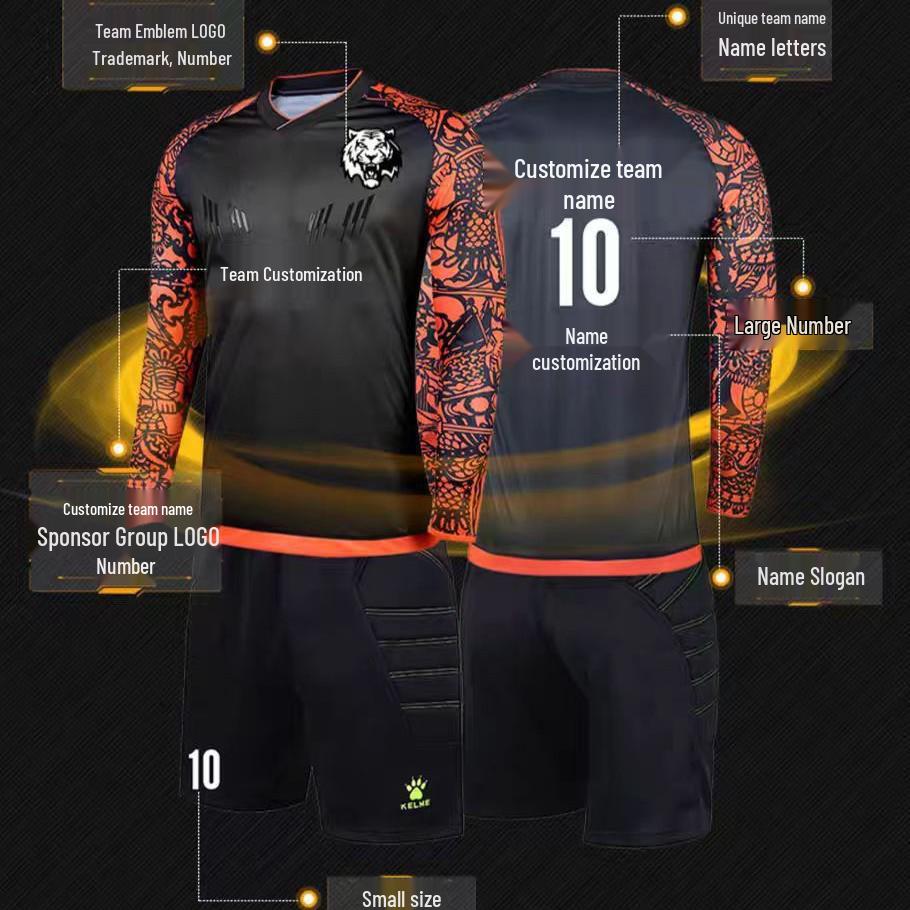 Тренировочная и игровая футболка KELME для вратаря с защитными вставками для детей и взрослых - с длинным рукавом.