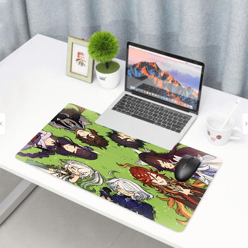 Genshin Impact Print Mouse Pad, Anti‑Slip Desktop keyboard Mat, for PC Laptop Gaming Working Daily Use, Cool Festival Surprise Gift