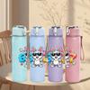 1PC Bunny Sunglass Cool Cartoon Print 750ml Color Plastic Sports Water Bottle Leakproof Flip Straw Lid Suitable for Sports Office Home Use