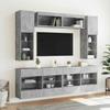 6 piece TV wall unit with LED lighting concrete grey