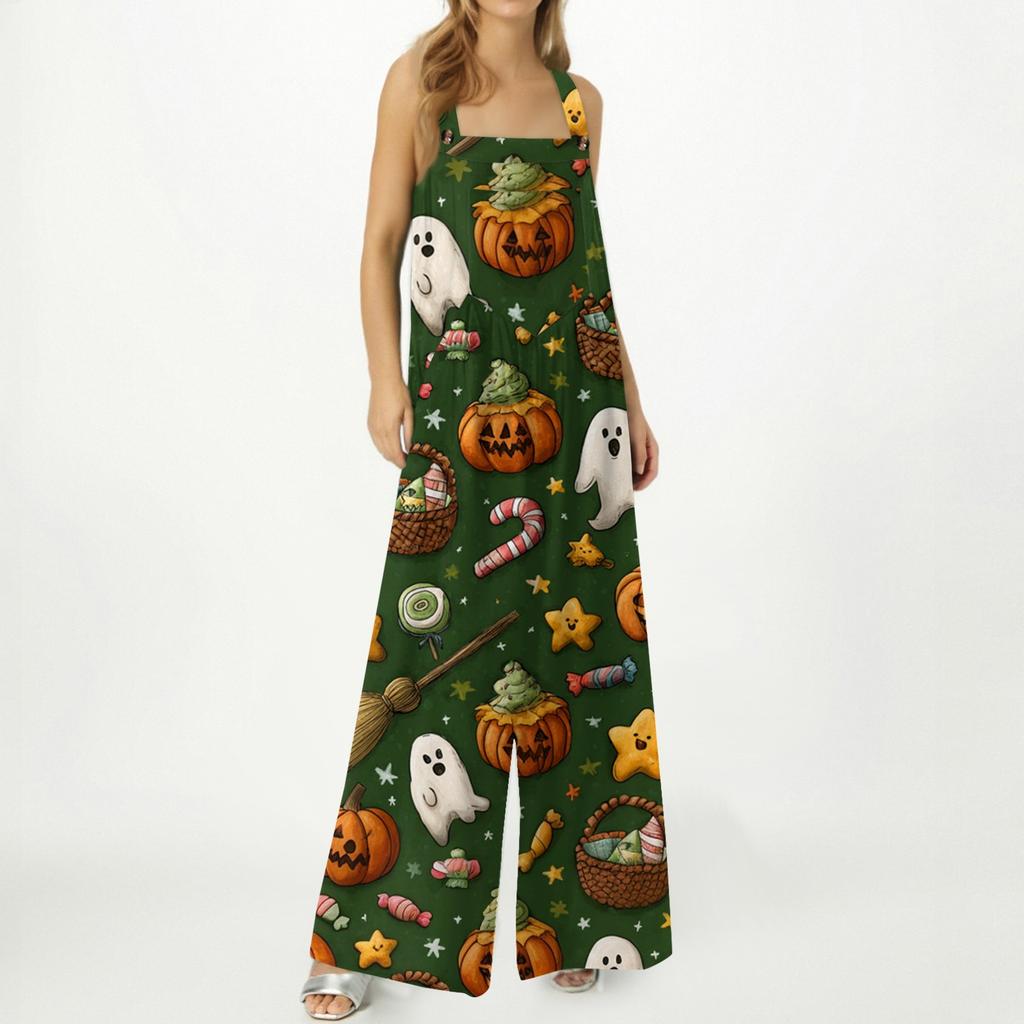 Женский комбинезон с принтом, повседневный свободный комбинезон