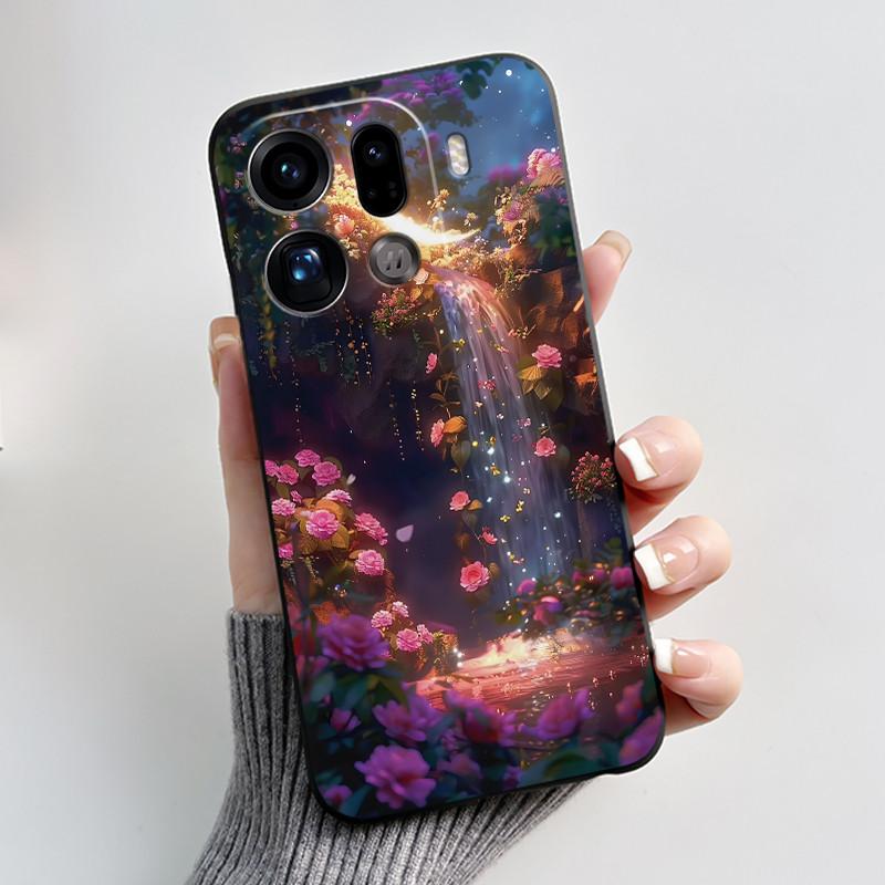 Phone Case For LG Q61/K61 Soft Silicone Black Case Ins Style Popular Pattern Moonlight Love Tree LMQ630N LMQ630 Casing