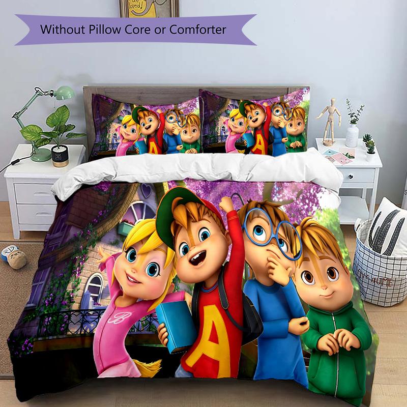 Alvin Chipmunks Squeakquel Print 3Pcs Bedding Setduvet Cover With 2 Bedropillowcase Home Birthday Gift