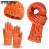 Hat Scarf Gloves Three Piece Set Autumn and Winter Adult Warm and Cold Resistant Knitted Thick Scarf Set
