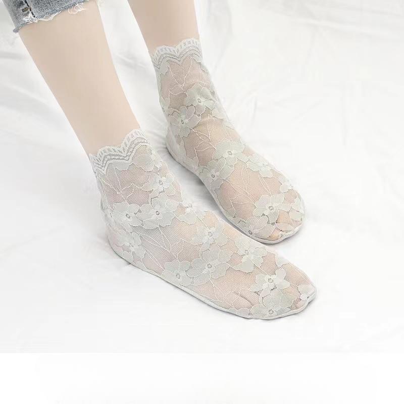 Высококачественные модные хлопковые женские кружевные носки, прозрачные летние цветочные женские тонкие короткие носки для женщин