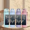 1PC Dark Board Butterfly Etching Art 750ml Color Plastic Sports Water Bottle Leakproof Flip Straw Lid For Sports Office Home Use
