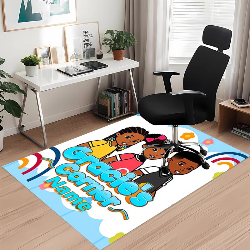 Custom Name Gracie's Corner Printed Carpet, for Office Chair Living Room Bedroom Kitchen Room Decor Gifts.