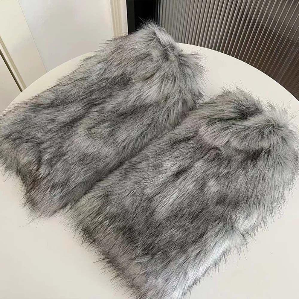 Thickened Women Fur Leg Warmers Imitation Wolf Fur Fur Knee Cover Y2K Fur Leg Warm Socks Lady