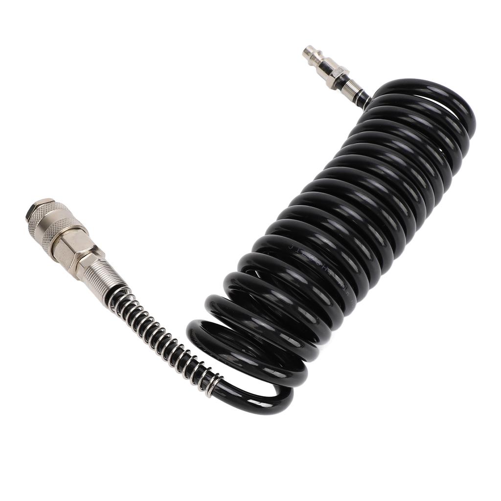3 Meters Recoil Air Hose Black Reinforced Abrasion Resistant Inflator Extension Tube with Bend Restrictor for Air