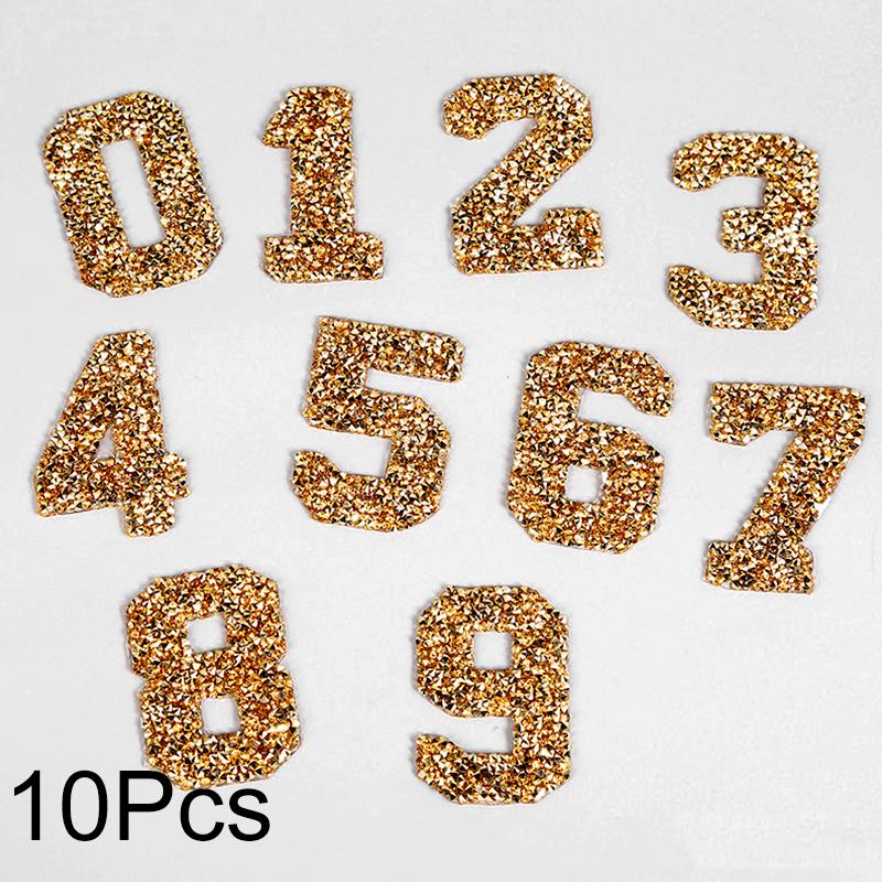 10 шт./компл. модные нашивки со стразами 0-9 цифры одежда значки наклейка аппликация