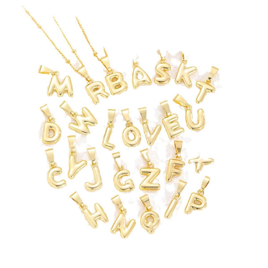 Ожерелье-подвеска с мини-буквами-пузырями с покрытием из 18-каратного золота - Персонализированное 26 английскими буквами