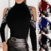 Women Fashion Sexy Solid Color Sequin Off Shoulder Top Long Sleeve Bottoming Shirts