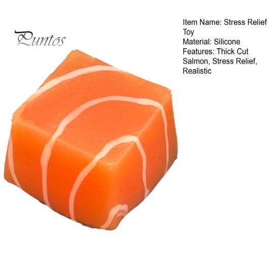 Salmon Stress Relief Toy Thick Cut Squeeze Toy, Realistic Food Sensory Portable Reliever Slow Rising Cube Fidget for Home Office School