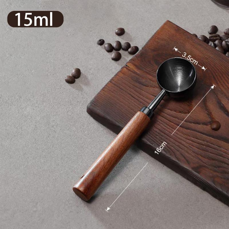 Кофейная ложка из грецкого ореха с длинной ручкой из нержавеющей стали, мерная ложка для кофе, кухонный инструмент, аксессуары для кафе
