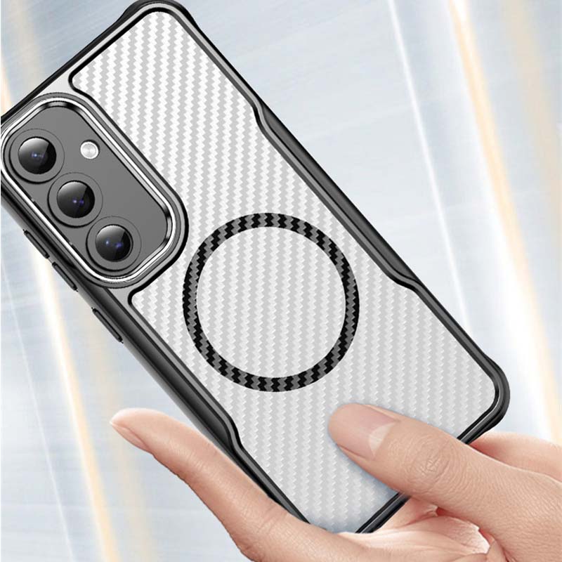 Для Magsafe Carbon Fiber Matte Phone Case для Samsung S24 Ultra 5G Wireless Charging Cover Magsafe для Galaxy S24FE S24 Plus TPU Bumper Hard PC Capa