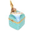 Bird Figurine Jewelry Box Hand Painted Decorative Metal Mini Hinged Jewelry Holder for Rings Earrings Necklaces Blue