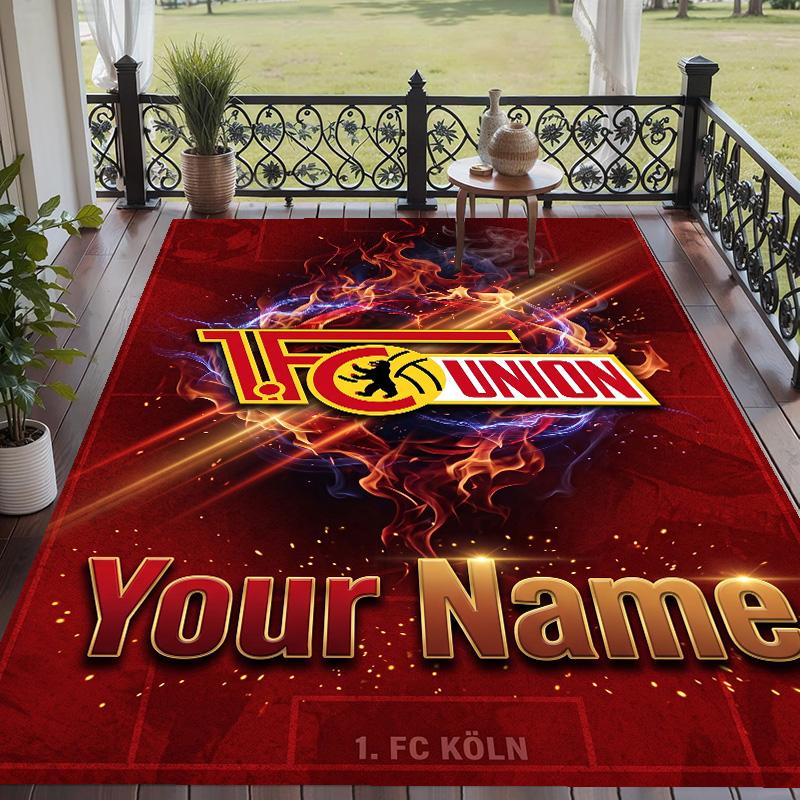 Custom Text Printed Rug Union Berlin FC Non Slip Floor Carpet For Home Room Decor