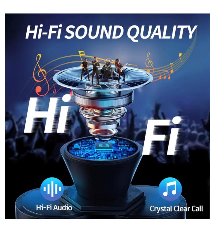 2025Беспроводные наушники Bluetooth 5.3 Наушники 60 часов воспроизведения Светодиодный дисплей питания Вкладыши Микрофон Шумоподавление Стереозвук Наушники