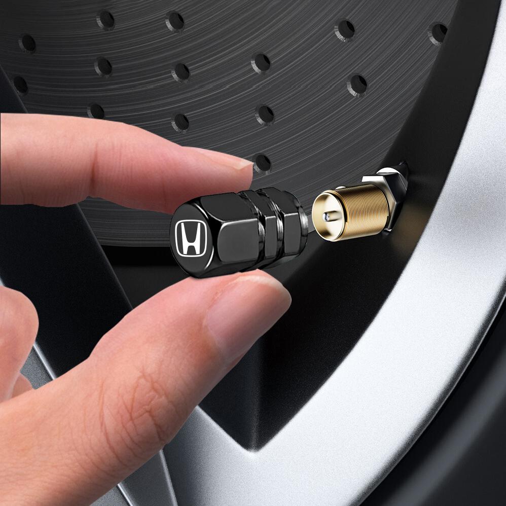 CKNJU1 4Pcs Aluminum Alloy  Car Tire Valve Cap Auto Accessories For Honda Civic Fit Jazz Accord Pilot CRV Odyssey Passport City Shuttle