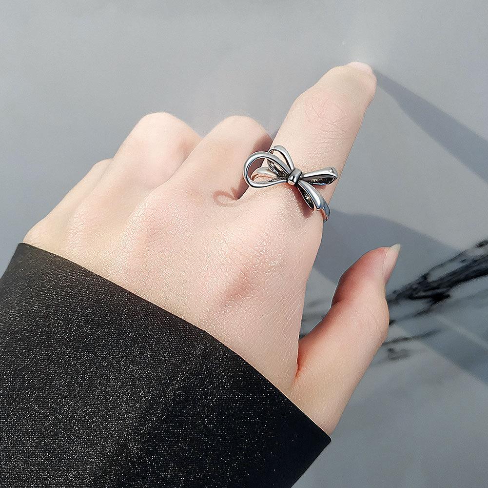 Geometric Glossy Concave Convex Shaped Ring Female Niche Design Personality High Sense Finger Ring Ins Cold Temperament Opening Index Finger Ring