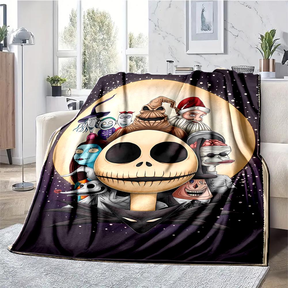 The Nightmare Before Christmas Theme Printed Blanket - Perfect for Couch, Bed, Travel & Outdoor Use | Machine Washable, Cozy & Durable.