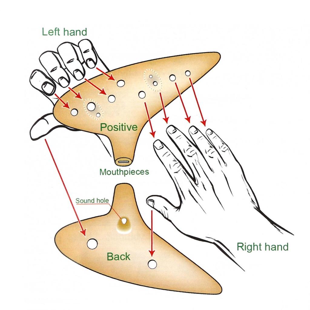 12 Holes Alto Tone C Blue Ceramic Ocarina for Children / Adults / Beginners with Song Book Neck Cord Carry Bag