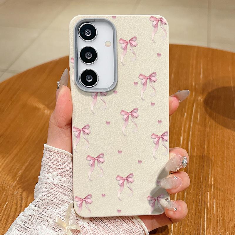 Узор бантом TPU кожа текстура тонкий магнитный чехол для Samsung S25 Ultra S24 FE S23 S22 S21 беспроводная зарядка матовый противоударный мягкий чехол для телефона