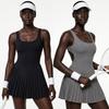 Womens Removable Padded Tennis Skirt Dress With Ruched Detail Breathable Quick-Dry Golf Sportswear