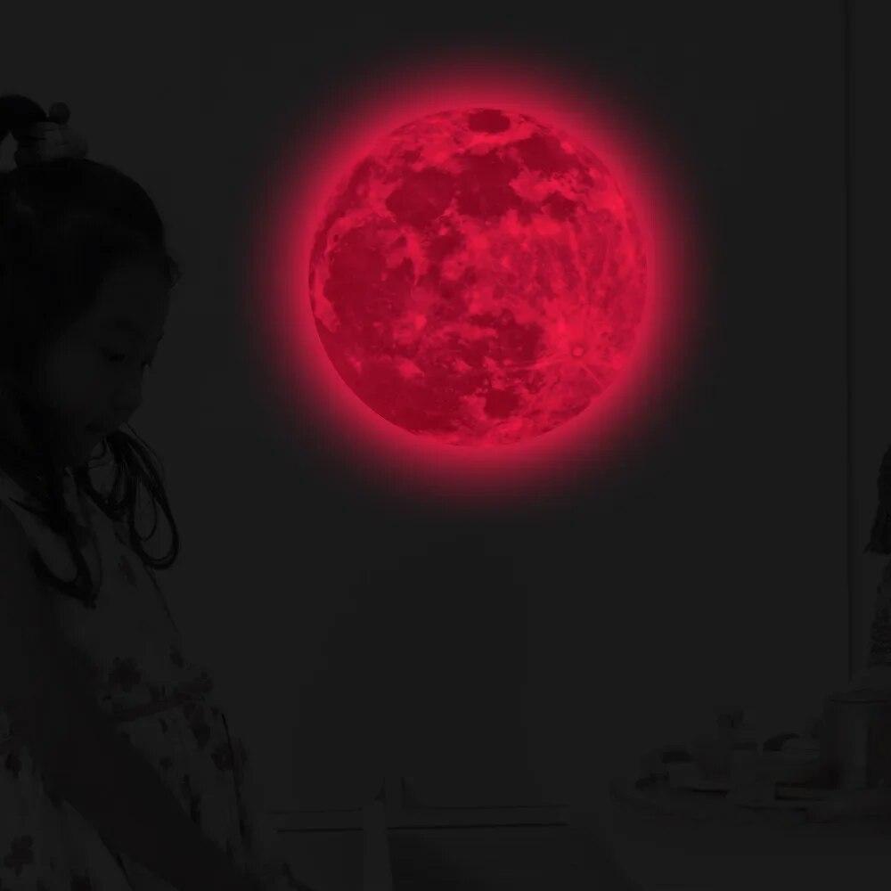 5-40cm Luminous Moon Sticker PVC Waterproof Green Blue Pink Glowing Moon Sticker Home Glow In The Dark Wall Decoration Stickers