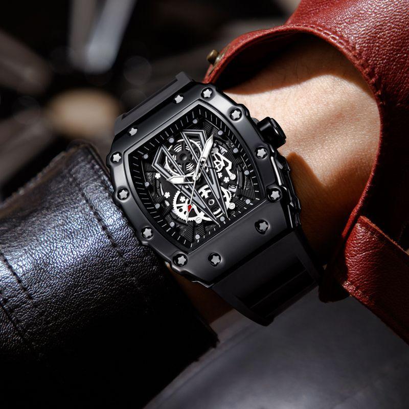 Square Waterproof Quartz Watch Men Barrel-Shaped Calendar Sport Wristwatch Casual Business