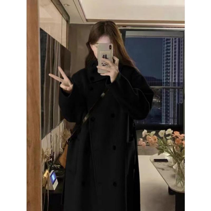 Шерстяное пальто в стиле Хепберн для женщин, осень-зима, новый стиль, небольшое шерстяное пальто средней длины в корейском стиле