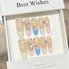 Fresh Little Wear Armor Handmade Nude Color Rainbow Candy Manicure French Flash Diamond Removable Nail Piece
