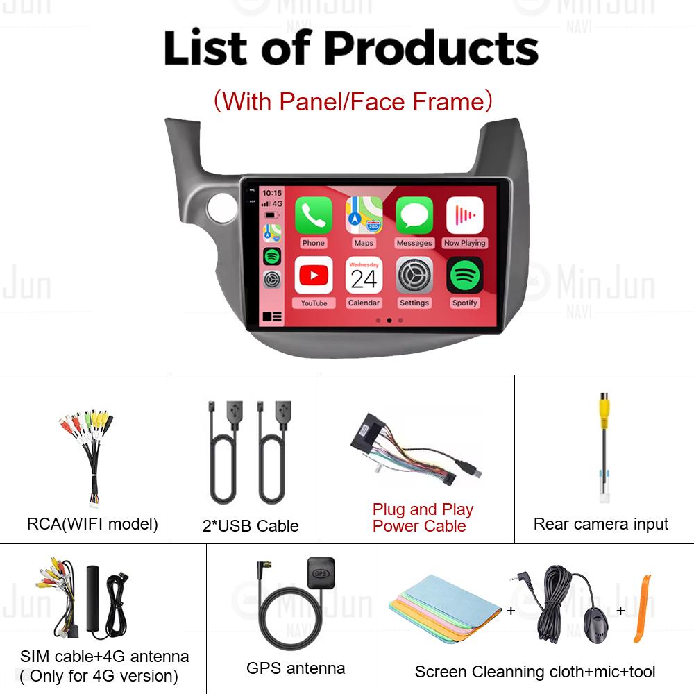 Android 14 Автомобильный Радиоприемник Стерео Для Honda Jazz Fit 2007-2013 Левый руль Мультимедиа Видео Плеер Carplay Auto GPS Навигация