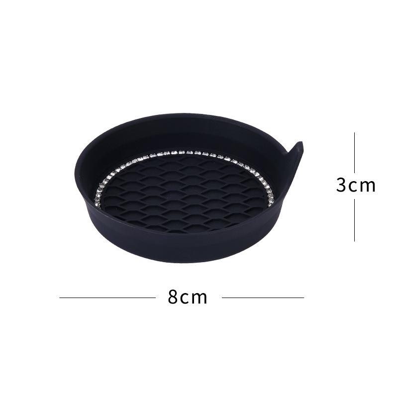 1pc Car Cup Holder Coaster Silicone Cup Holder With Bling Crystal Rhinestone Insert Non-Slip Cup Holders Silent Cup Pad