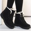 Женские ботинки на шнуровке, женские ботильоны на низком каблуке, зимние ботинки, резиновые, для снега, 2024, теплые, с мехом, зимняя обувь для женщин