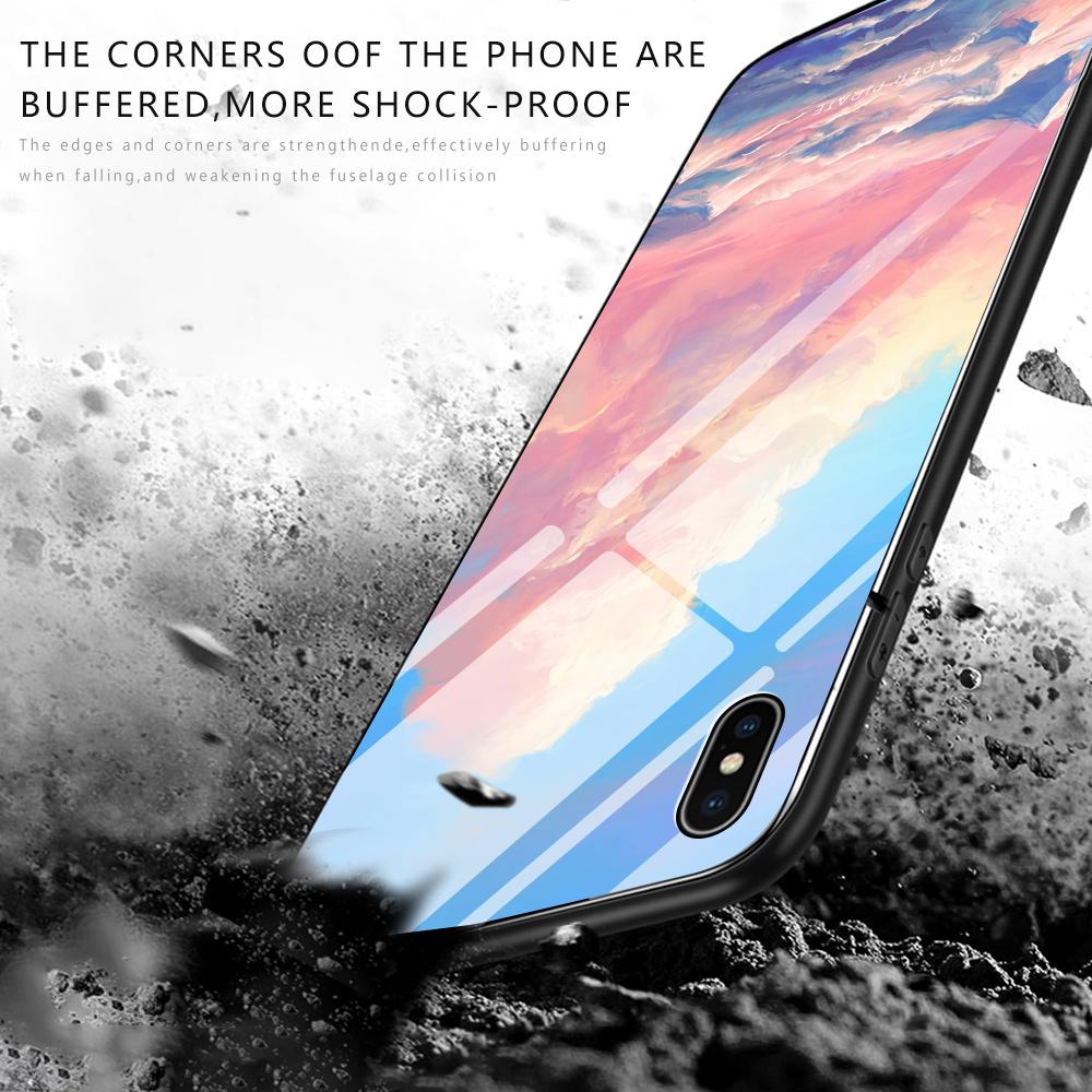 Чехол для телефона из закаленного стекла для iPhone 11 12 13 14 15 16 17 Redmi 10 12 14C Note10 Note14 Xiaomi 11Lite PocoC75 Мягкий край Ударопрочный Гладкий чехол