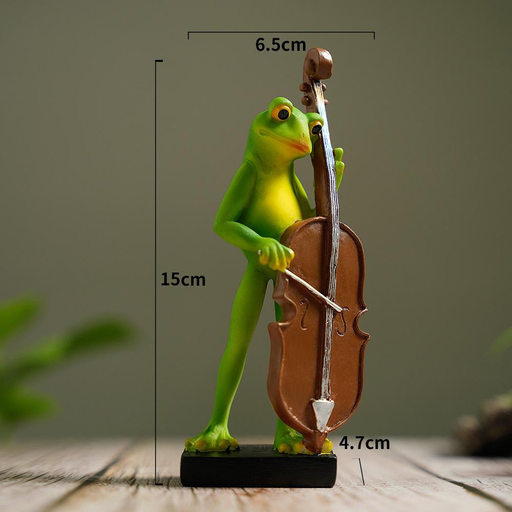 Милая забавная лягушка-музыкант, статуэтка животного из смолы, украшения, коллекционные фигурки, декор для дома и сада, подарок для любителя музыки