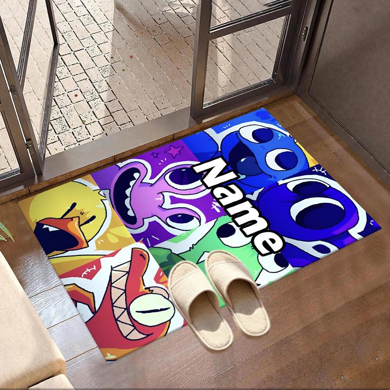 Custom Name Personalized Game Rainbow Friends Print Carpet, Versatile Home Decor Rug, for Playroom, Apartment, Balcony, Entryway, Hallway Gift