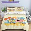 3Pcs Spongebob Friends Adventure Bedding Set Soft Fabric Duvet Cover Pillowcases Home Christmas Xmas Halloween Gift 1 Duvet Cover 2 Pillowcase El19