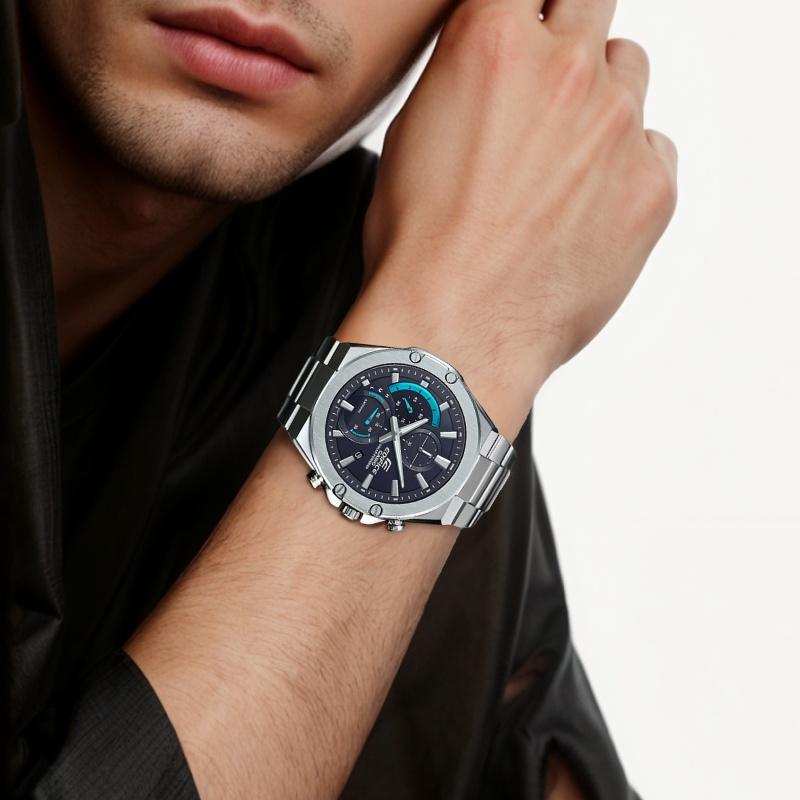 Casio EDIFICE Тонкая и легкая серия Зеркало из искусственного сапфира Солнечная батарея Мужские Водонепроницаемые Кварцевый механизм Стальной ремешок Японские EFS-S560YD-1APRD