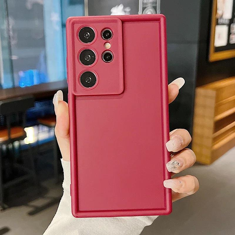 Для Samsung Galaxy A05S A15 A25 A35 A55 A06 A16 A26 A36 A56 S23 S24 FE S25 Ultra Plus Мягкий чехол Силиконовый чехол для телефона Конфетный цвет