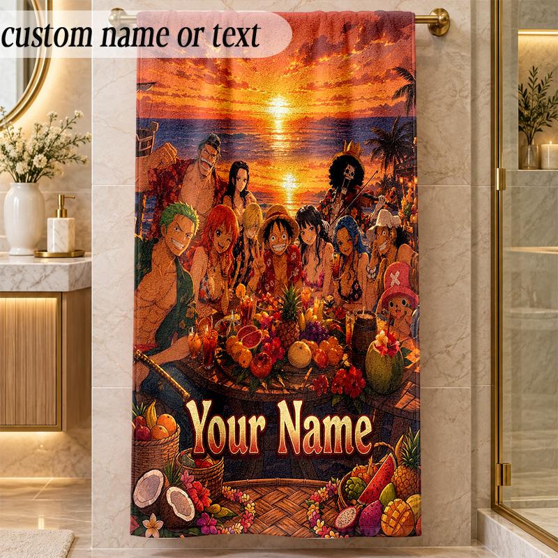 Beach TowelOne Piece Custom Name Text Personalized Soft Towel for Beach Pool Indoor Home Decor Gift