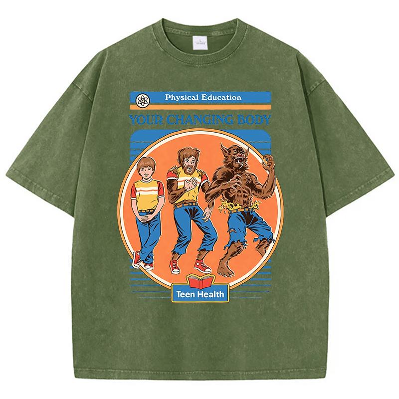 Футболка свободного покроя в стиле ретро с принтом «Твое меняющееся тело», повседневная хлопковая футболка с коротким рукавом на лето