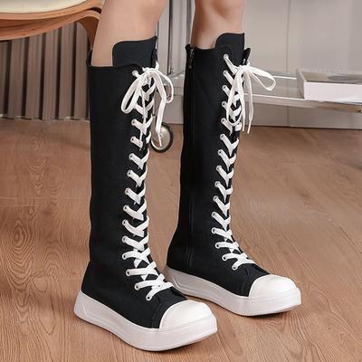 Женские парусиновые туфли Кроссовки с высоким верхом Персонализированные Роскошные Скейтборд Кеды Шнуровка Повседневная Мода Уличные Ботинки Большой Размер 43