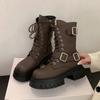 Трендовые панк-готические ботинки женские 2024 зима новинка дизайн с ремешком и пряжкой женские ботинки модные и универсальные на платформе женская обувь